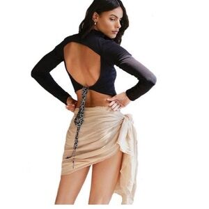 Free People Edge of Town Open Back Night Out Crop Top Black Size S